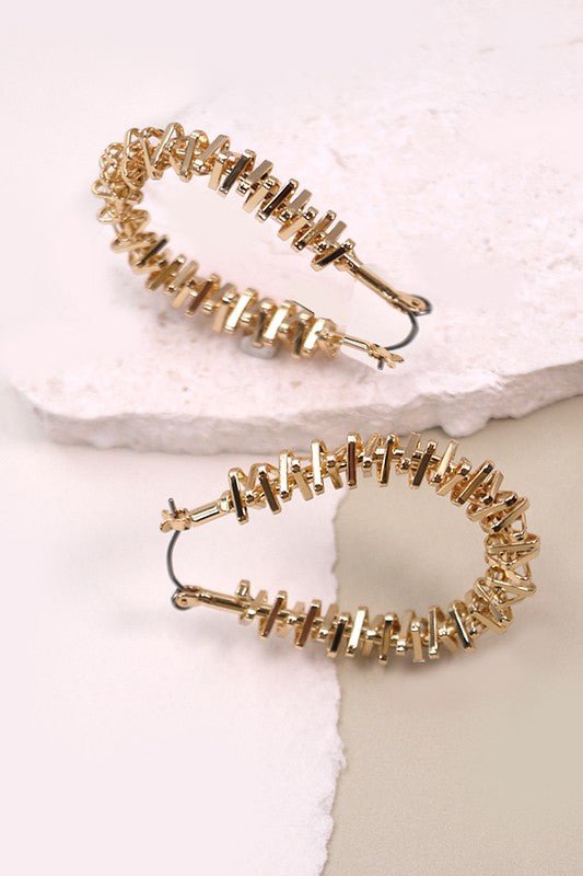 Baguette Style Gold Hoop Earrings - Mercantile213