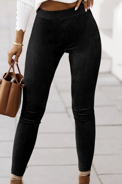 Black Faux Suede Skinny Leggings - Mercantile213