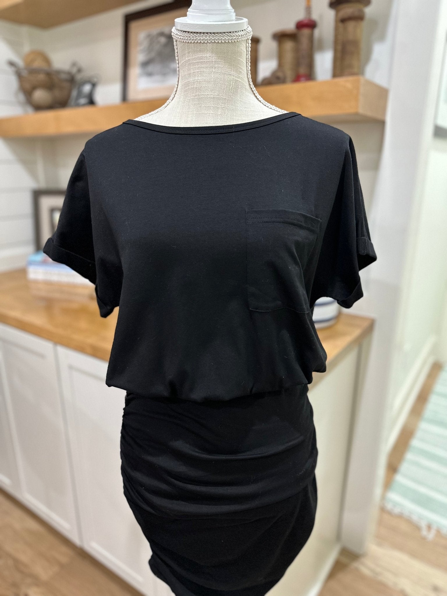 Black Ruched Bodycon Dress - Mercantile213