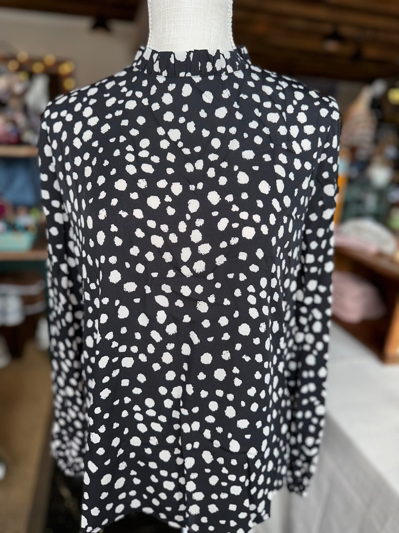 Black Spotted Blouse - Mercantile213