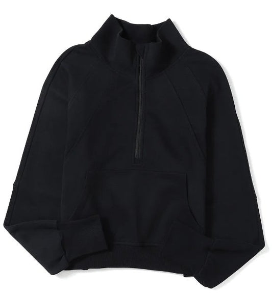 Black Zip Up Pullover - Mercantile213