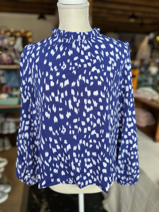 Blue Spotted Blouse - Mercantile213