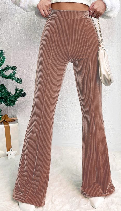 Blush Mauve Pull On Velvet Corduroy Pants - Mercantile213