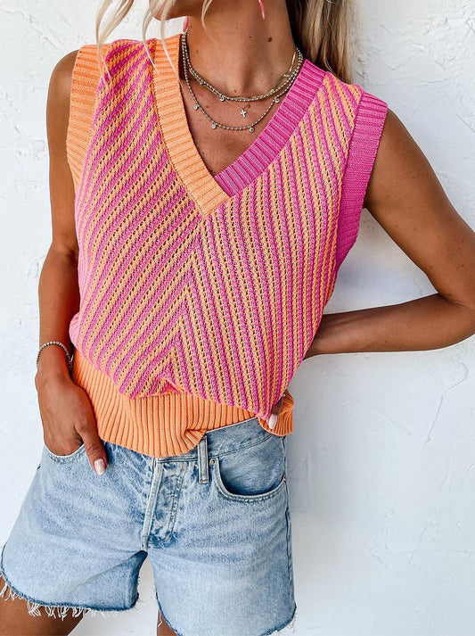 Bright Chevron Knit Sweater Vest - Mercantile213