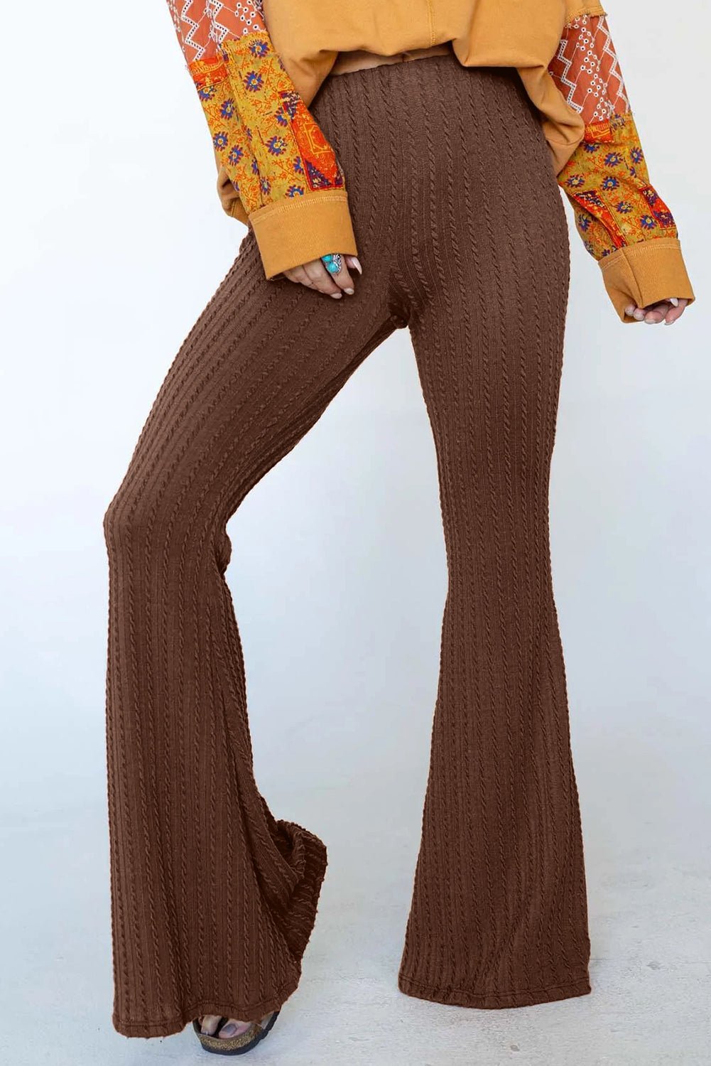 Coffee Knit Flare Pants - Mercantile213