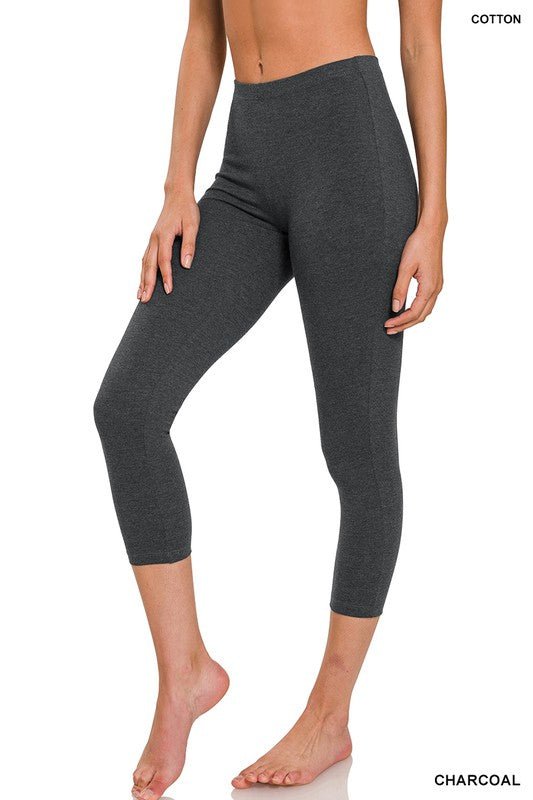 Cotton Capri Leggins- Charcoal - Mercantile213