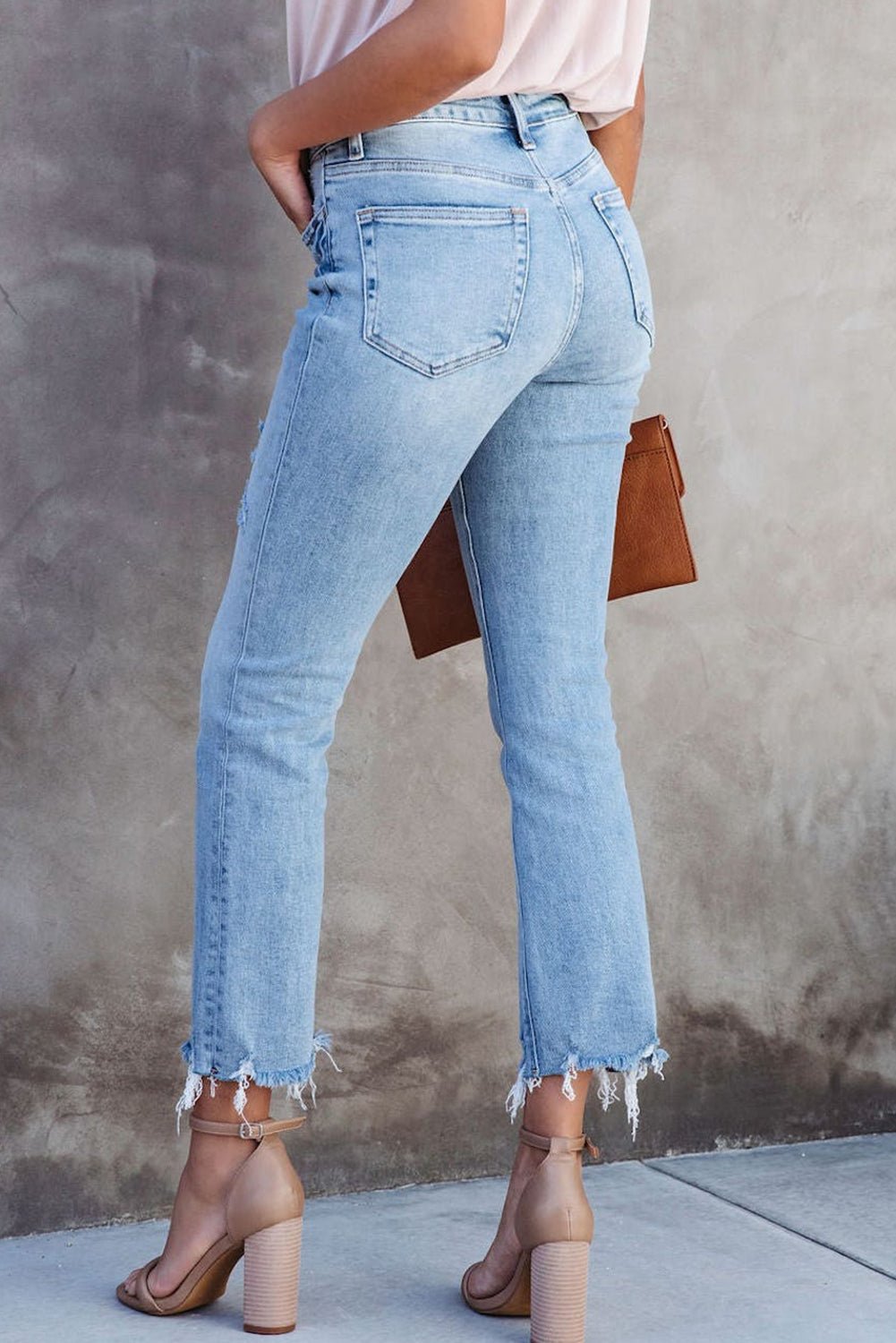 Cross Over Waist Crop Jeans - Mercantile213