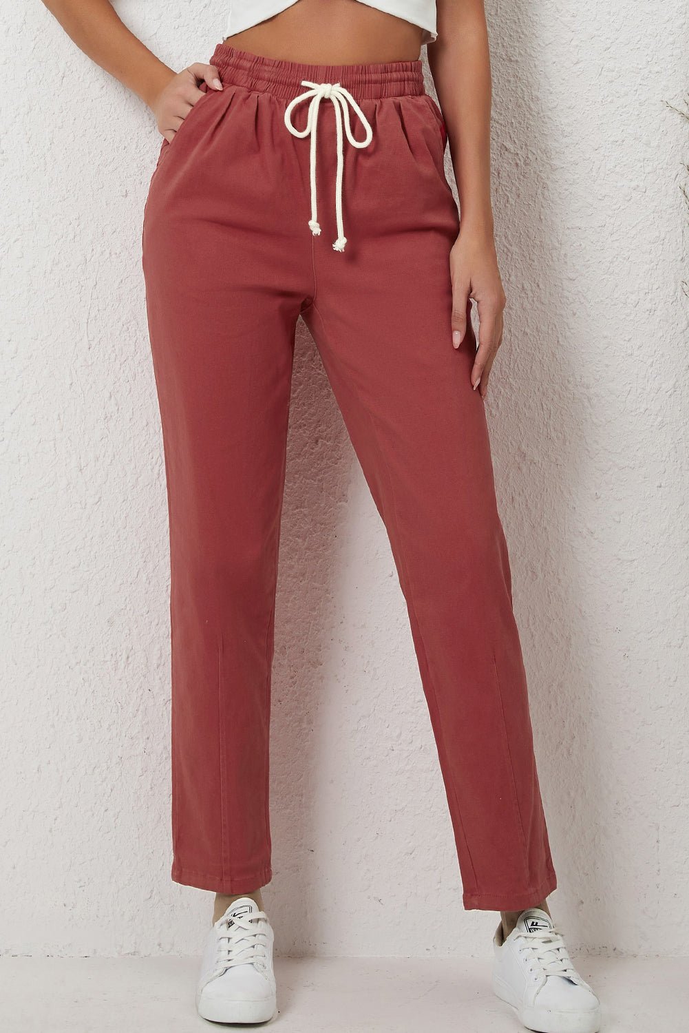 Drawstring High Waist Pants - Mercantile213