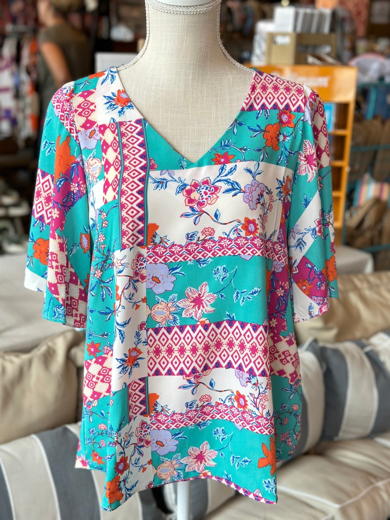 Emerald Magenta Print Top - Mercantile213