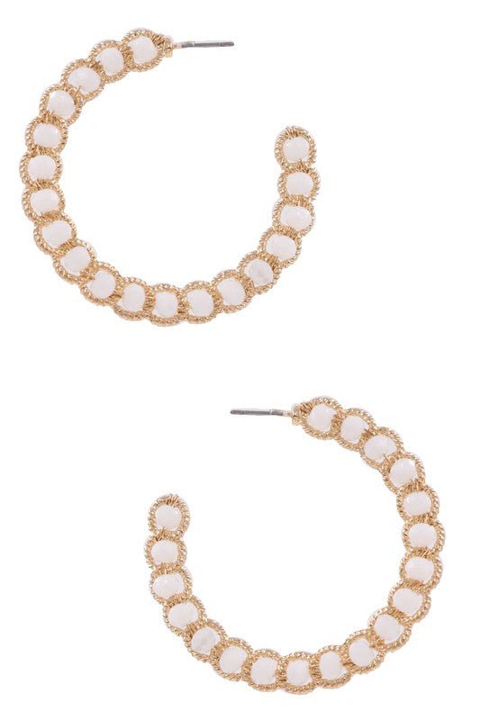Faceted Bead Open Back Hoops - Mercantile213