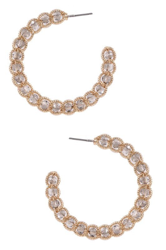 Faceted Bead Open Back Hoops - Mercantile213