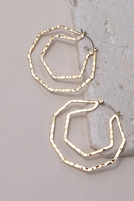 Geo Hammered Hoop Earrings - Mercantile213