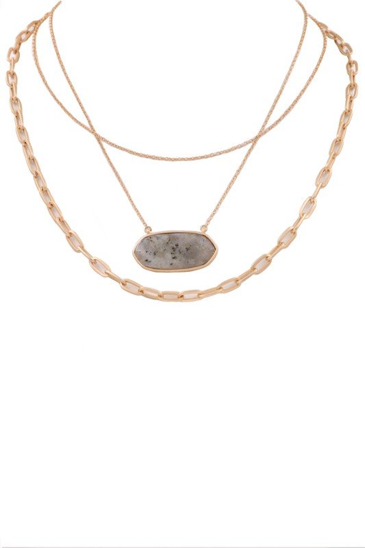 Gray Stone Layered Necklace - Mercantile213
