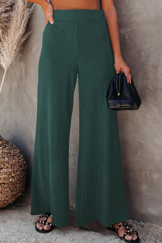 Green Ribbed Knit Pants - Mercantile213