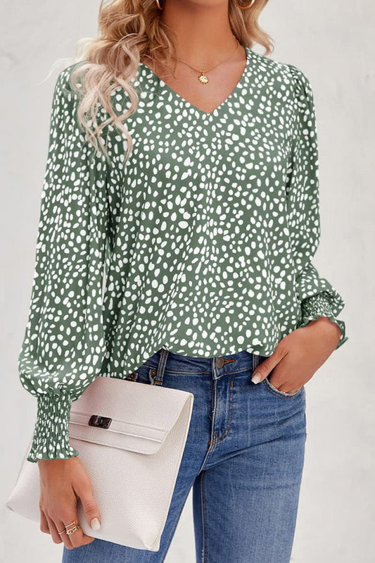 Green Spotted Blouse - Mercantile213