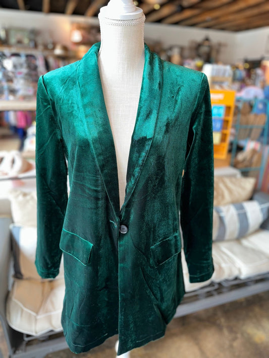 Green Velvet Blazer - Mercantile213