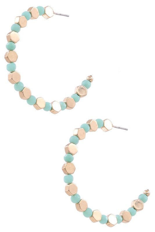 Hexagon Bead Hoops - Mercantile213