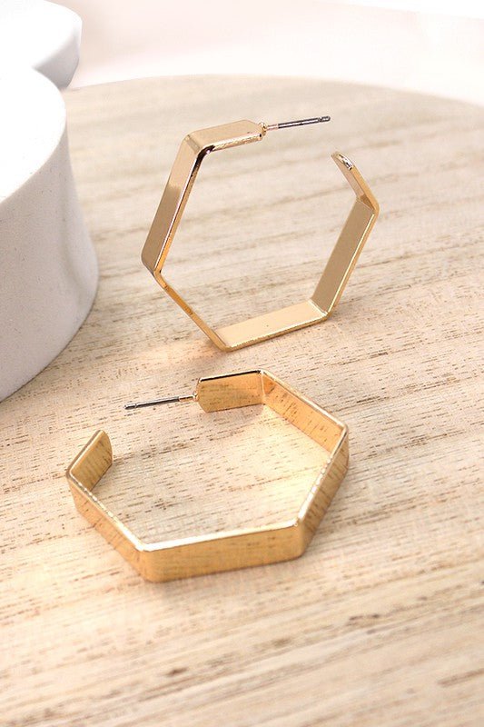 Hexagon Hoop Earrings - Mercantile213