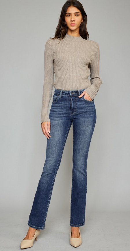 High Rise Skinny Bootcut Jeans- KC8638M - Mercantile213