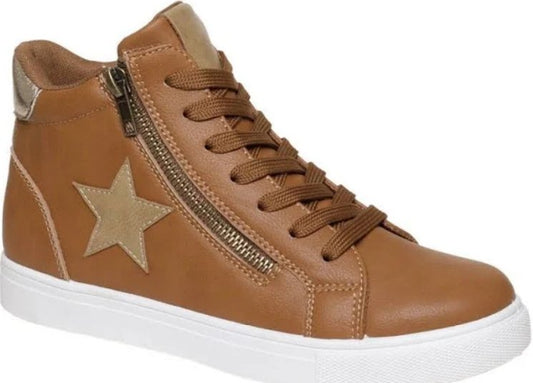 High Top Brown Star Sneakers - Mercantile213