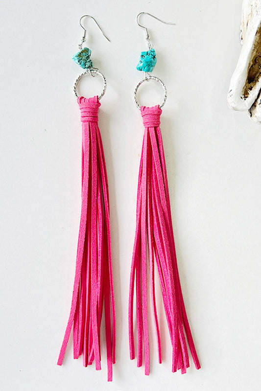 Hot Pink Tassel Earrings - Mercantile213