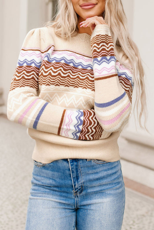 Khaki Geo Sweater - Mercantile213