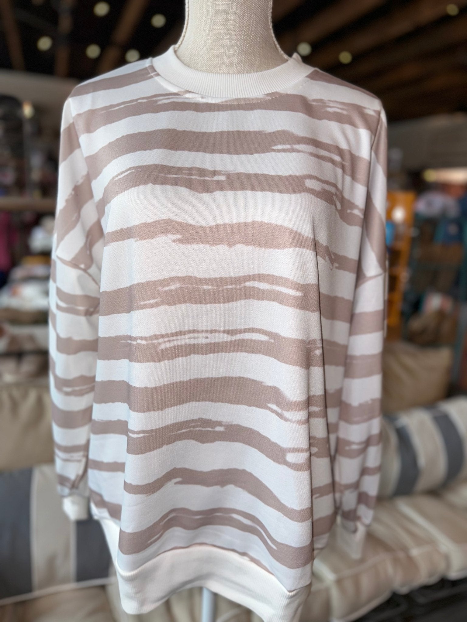 Khaki Striped Sweatshirt - Mercantile213