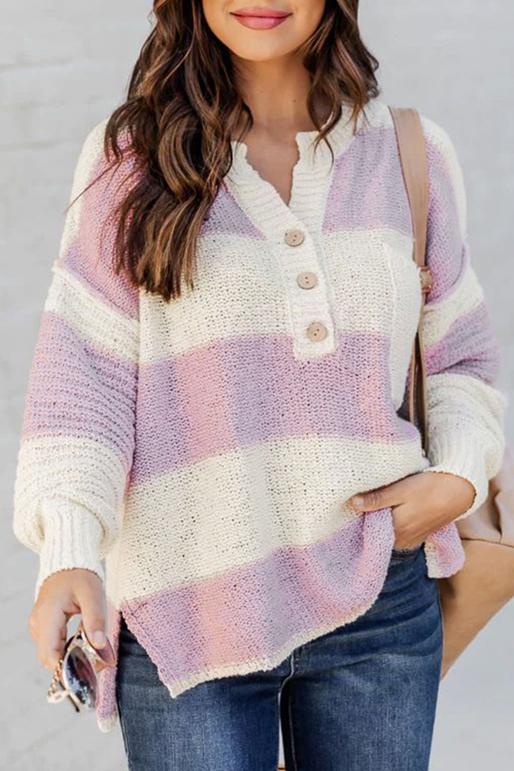 Lavender Striped Sweater - Mercantile213
