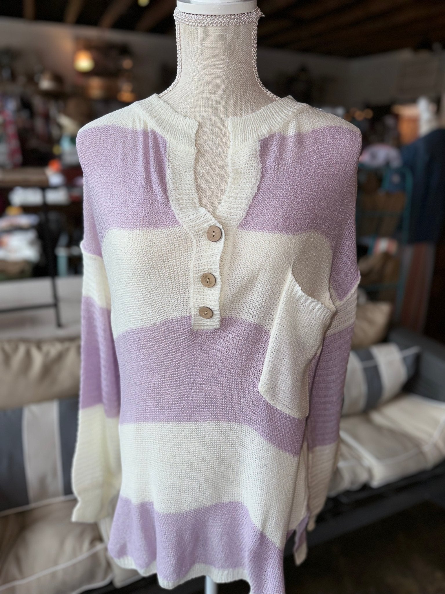 Lavender Striped Sweater - Mercantile213