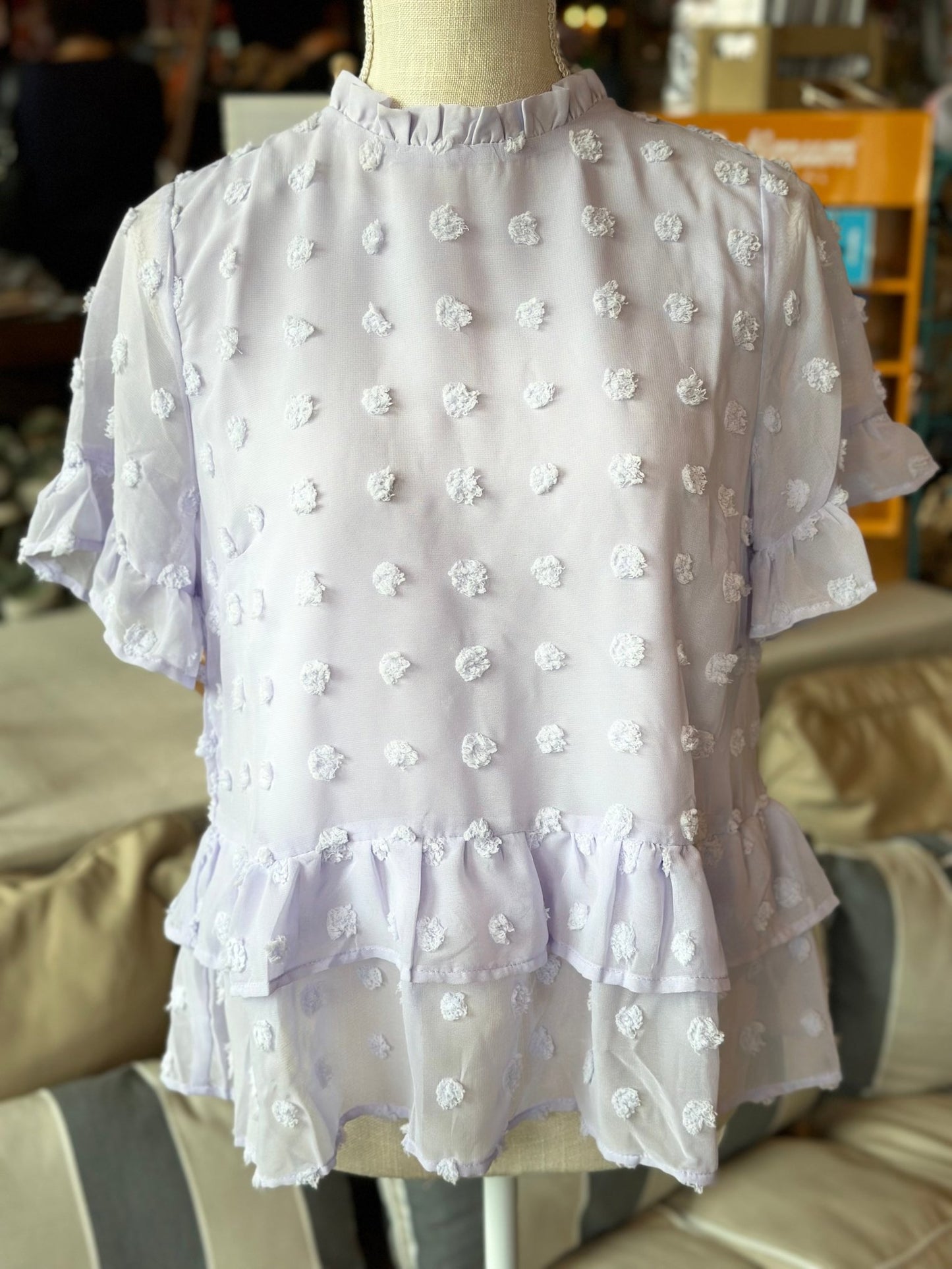 Lavender Swiss Dot Top - Mercantile213