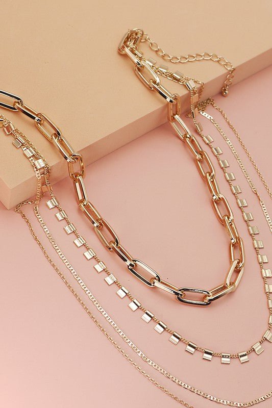 Layered Chunky Chain Necklace - Mercantile213