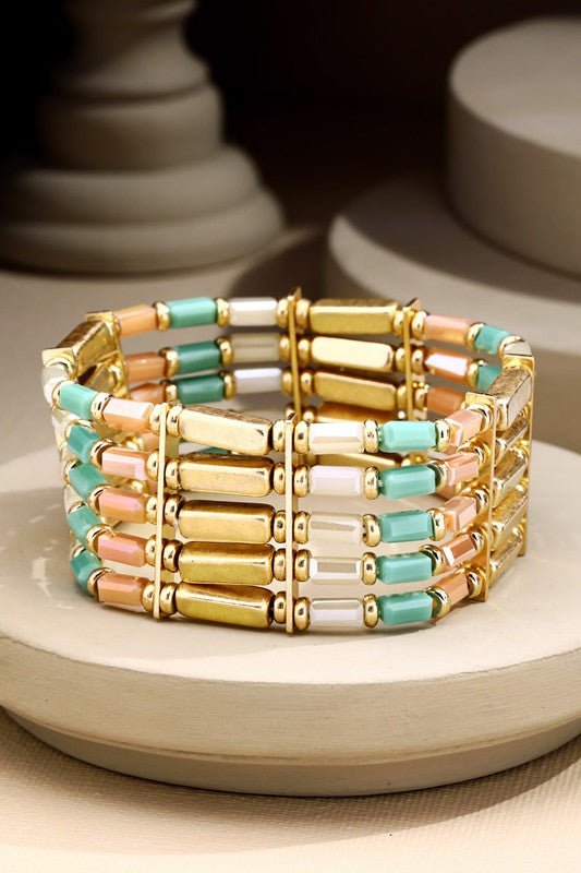 Layered Glass Stone Bracelet - Mercantile213