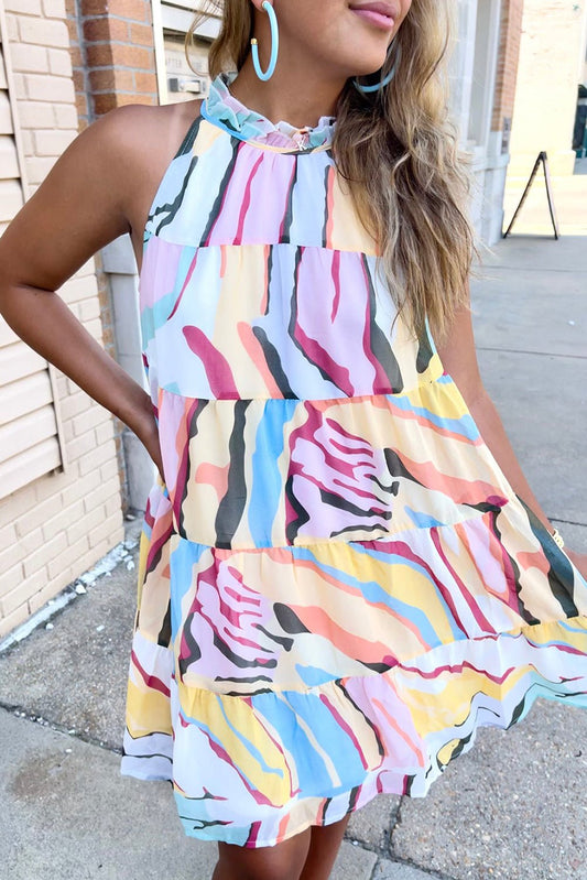 Multi Abstract Flowy Dress - Mercantile213