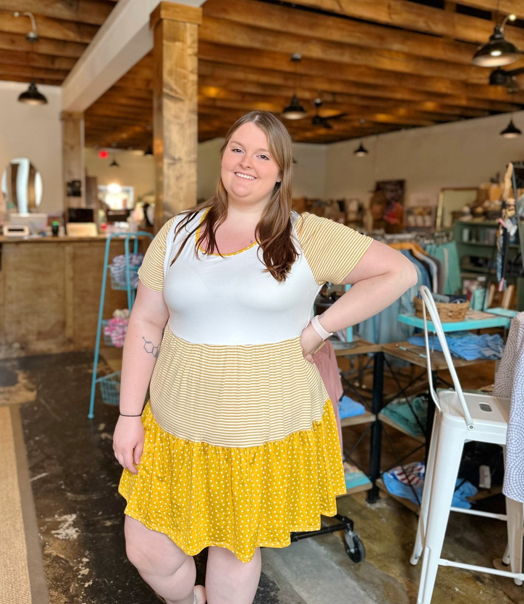 Mustard Yellow Babydoll Tunic Dress - Mercantile213