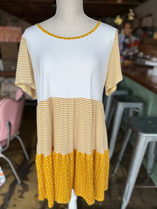 Mustard Yellow Babydoll Tunic Dress - Mercantile213
