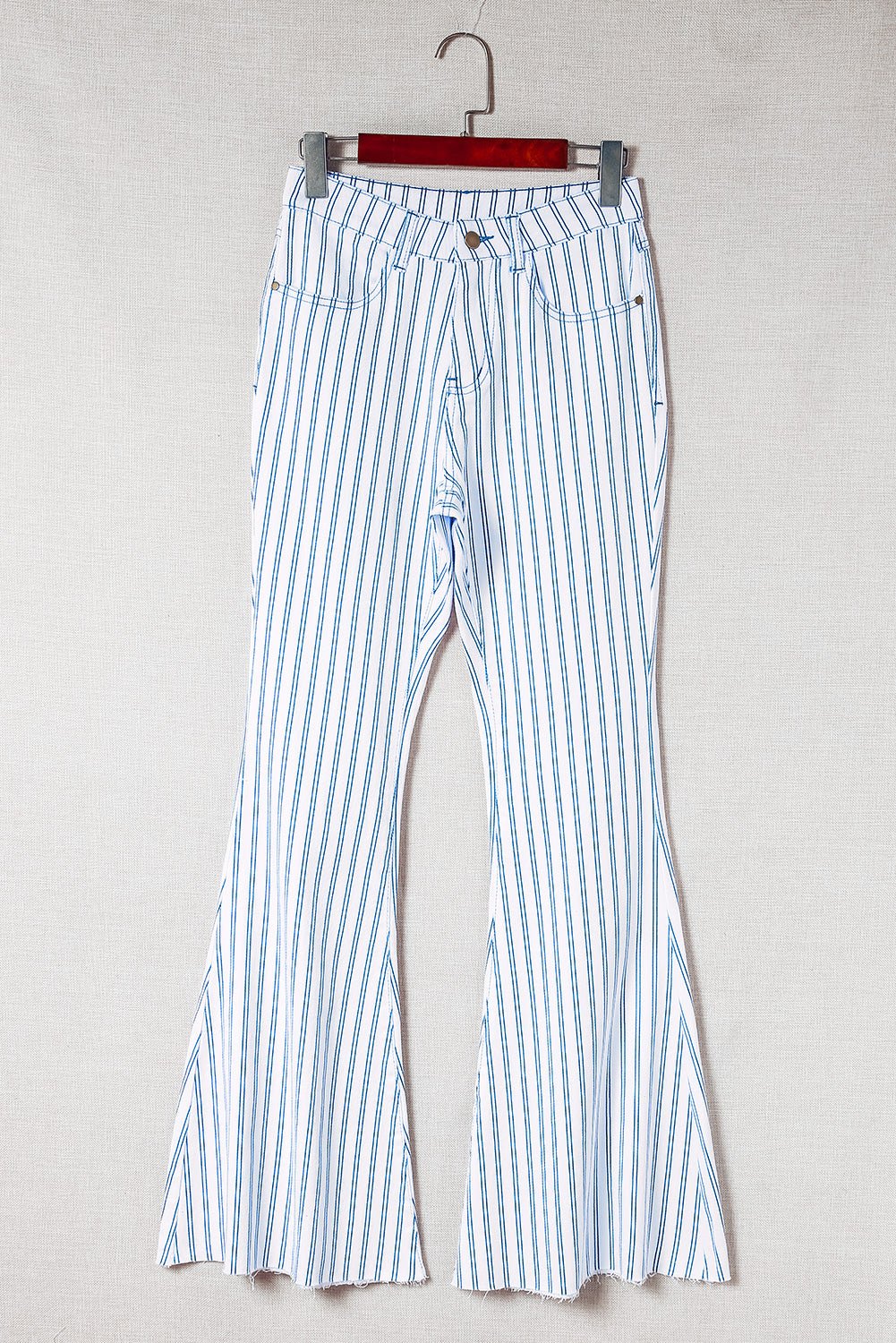 Navy Striped Flare Jeans - Mercantile213