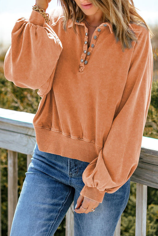Orange Button Snap Sweatshirt - Mercantile213