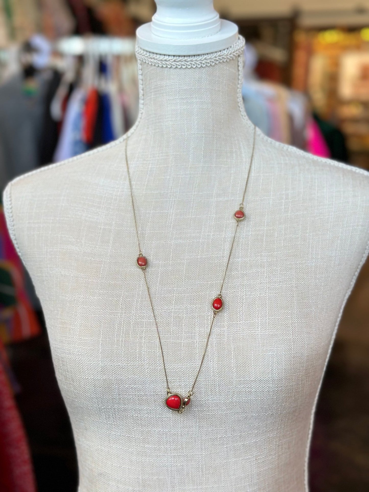 Orange Long Bead Necklace - Mercantile213