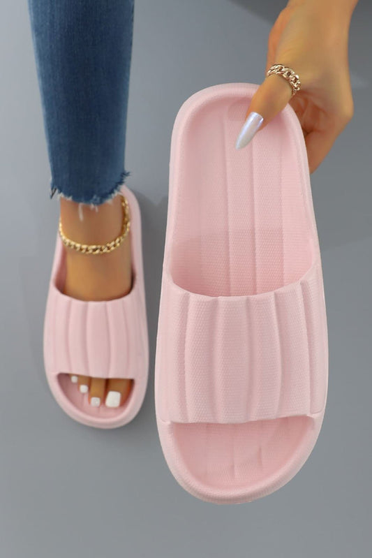 Pink Ribbed Cloud Slippers - Mercantile213
