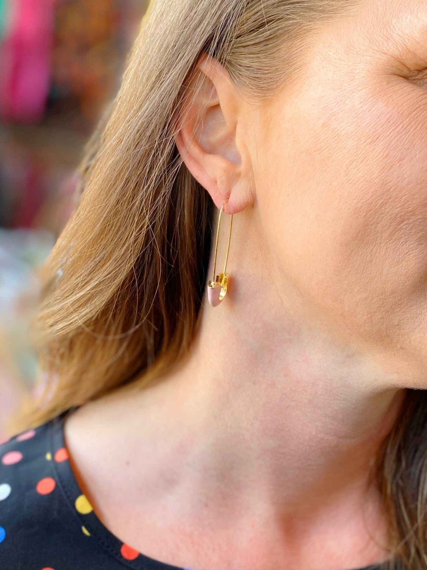 Pink Safety Pin Earrings - Mercantile213