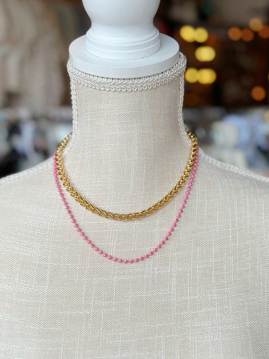 Pink\Gold Layered Chain - Mercantile213