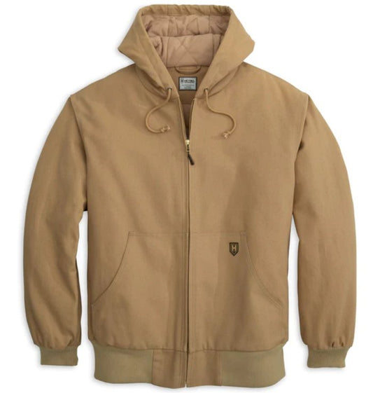 Quilted Lined Hooded Duck Jacket- Sandstone - Mercantile213