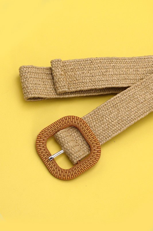 Rattan Buckle Woven Stretch Belt - Mercantile213