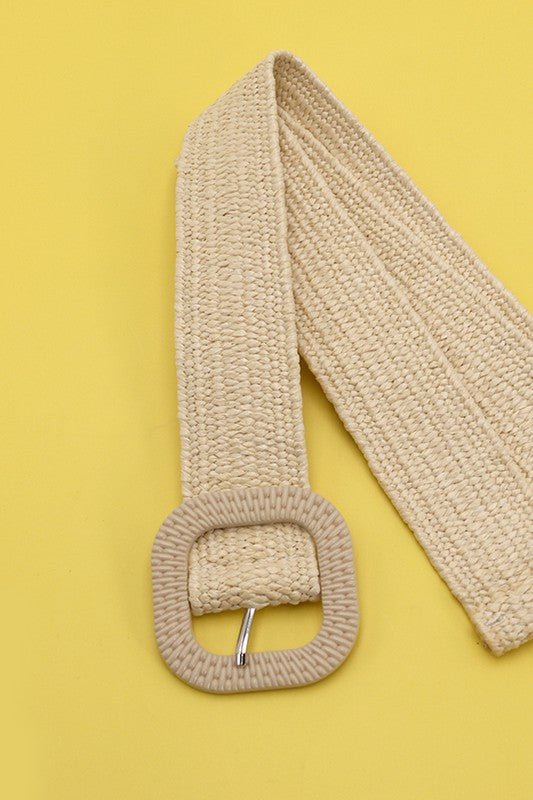 Rattan Buckle Woven Stretch Belt - Mercantile213