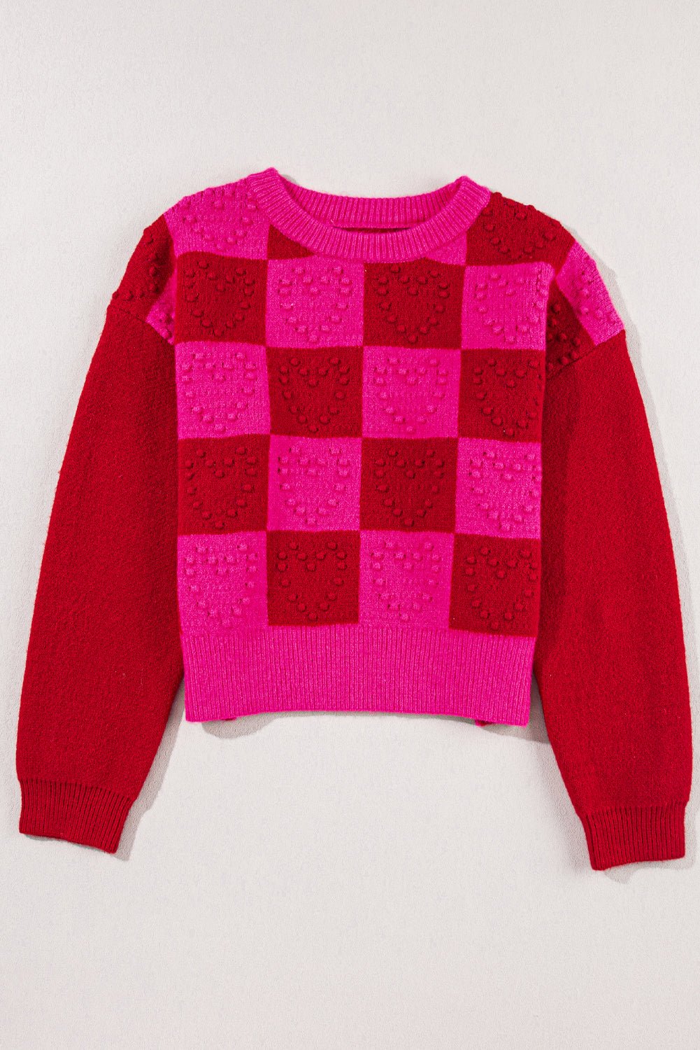 Red/Pink Checkered Sweater - Mercantile213