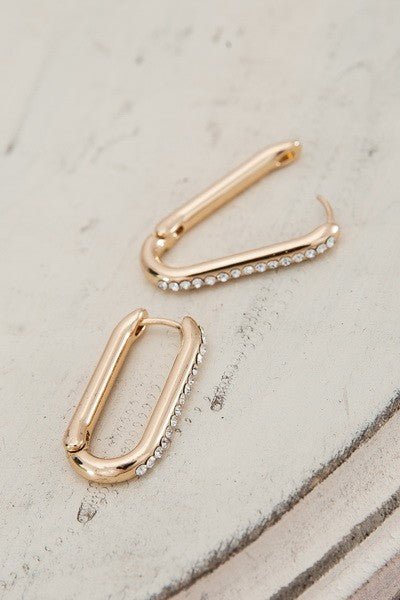 Rhinestone Huggie Hoop Earrings - Mercantile213