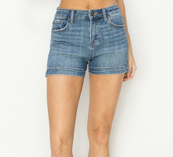 Risen High Rise Side Slit Shorts- RDS6170Medium - Mercantile213