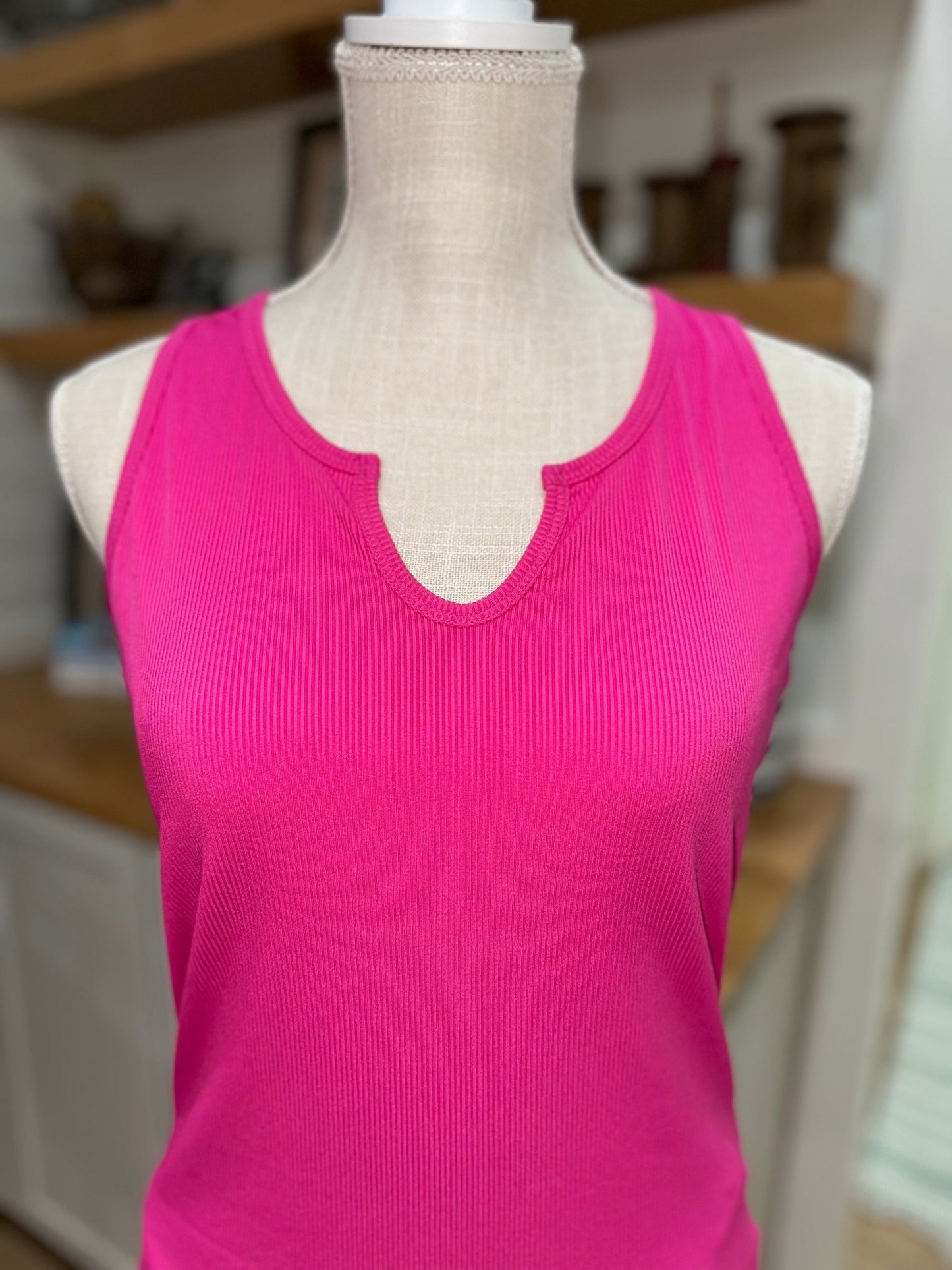 Rose Ribbed Knit Tank - Mercantile213