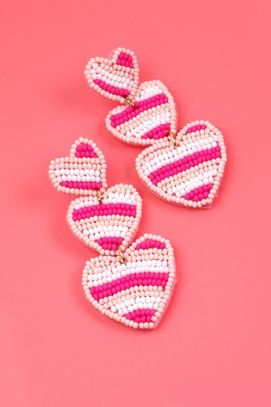 Seed Bead Heart Drop Earrings - Mercantile213