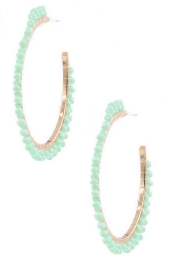 Seed Bead Open Hoop Earrings - Mercantile213